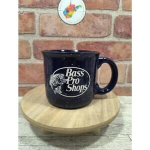 Bass Pro Shops 16 Oz Ceramic Coffee Cup Mug Speckled Blue NWOT